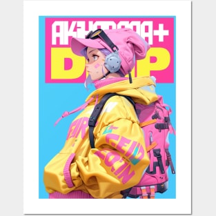 AKIBA DRIP - 🩵🟡🩷「 ✦ BACKPACK GIRL✦ 」🩵🟡🩷 ANIME MANGA NEWERA ART Posters and Art